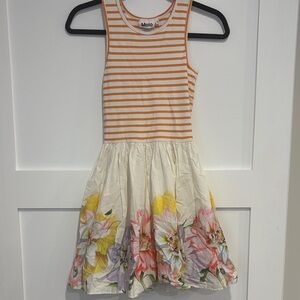 Molo Striped Orange and Floral Kids Dress